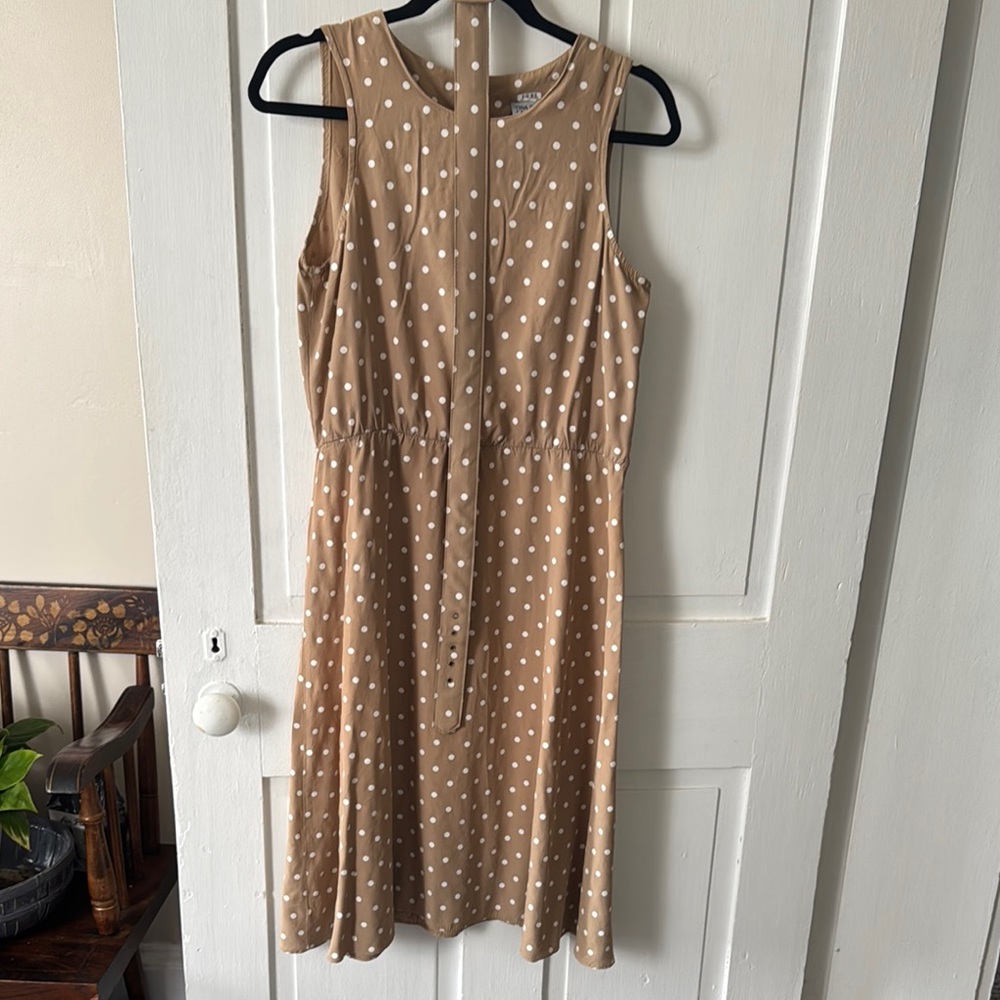 Tina Barrie Polka Dot Sleeveless Dress - Tan